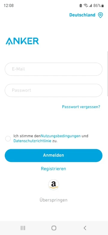 Anker App Konto erstellen