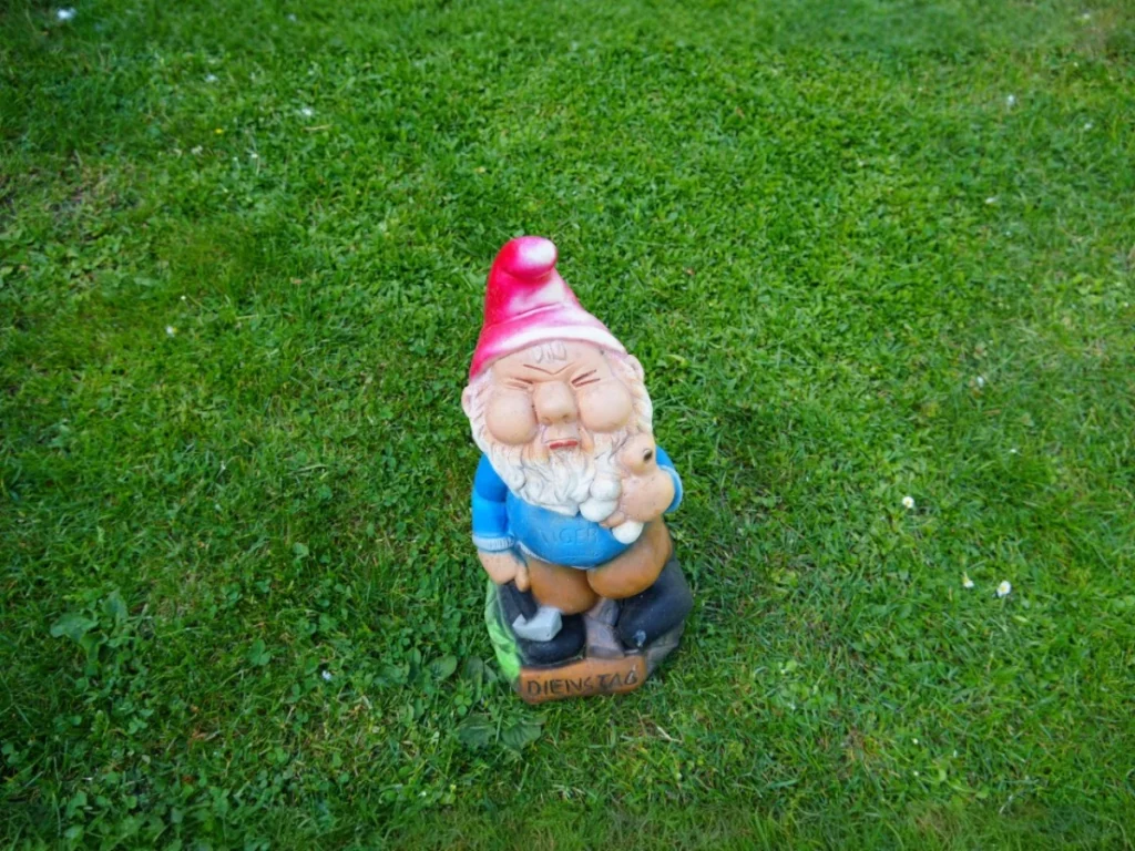 lustiger Gartenzwerg im Garten