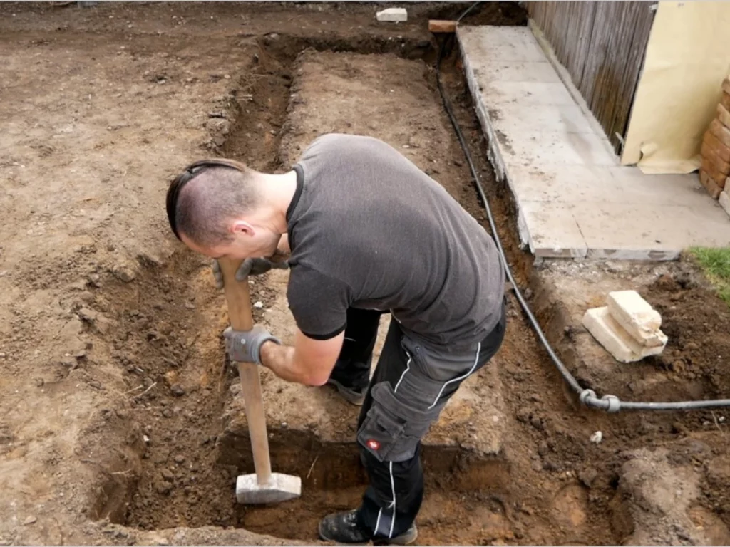 Untergrund für Fundament verdichten