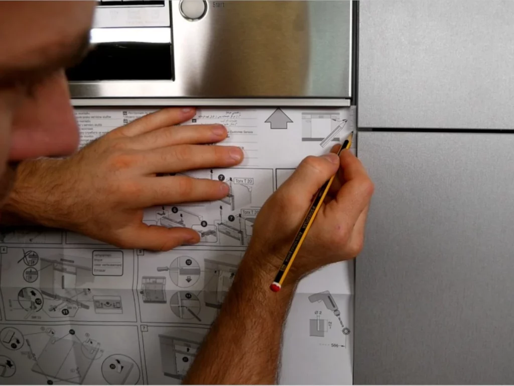 Schablone für Möbelfront anbringen