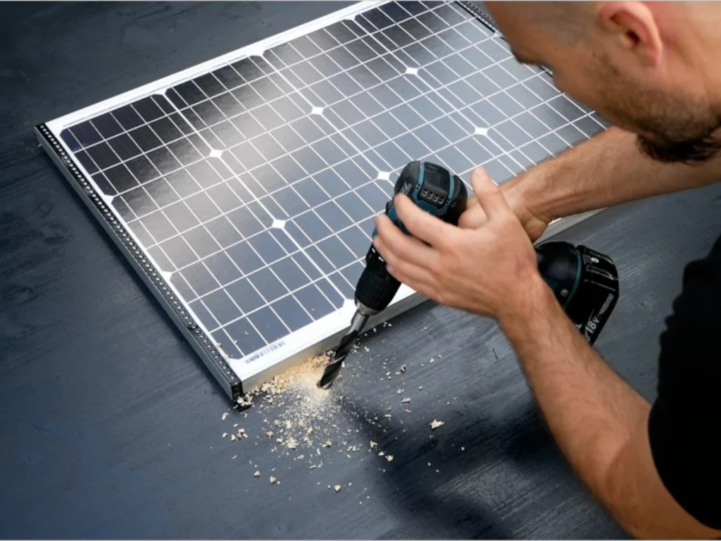 Solarmodul auf Grundplatte montieren